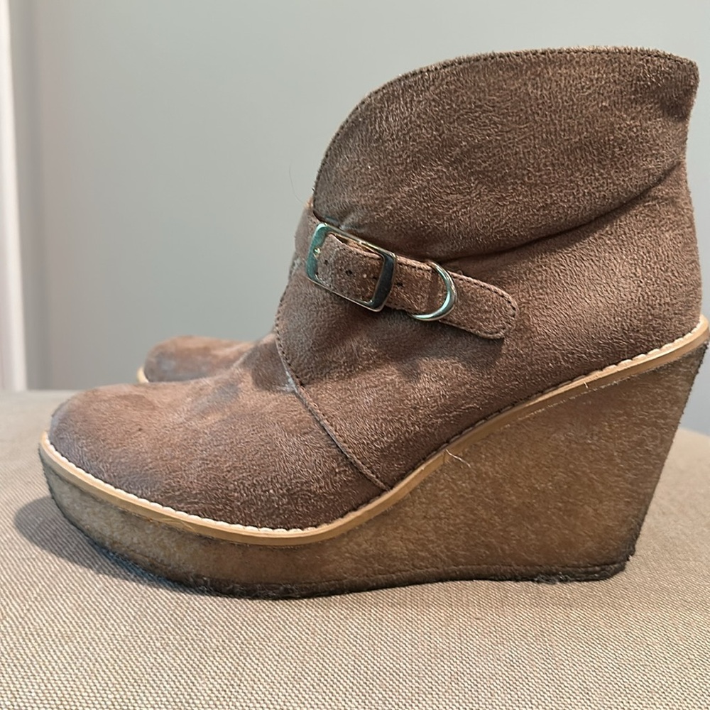 Stella McCartney wedge tan booties